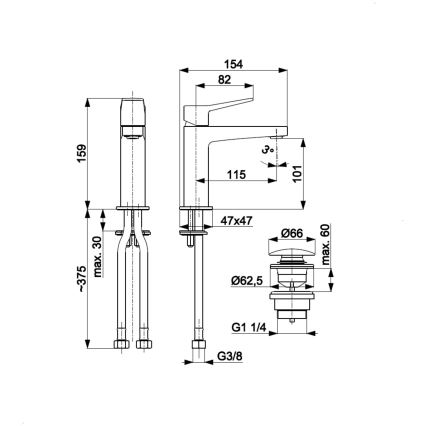 KFA Armatura 4522-815-34 - Håndvaskarmatur med bundventil MALAGA 15,9 cm roseguld
