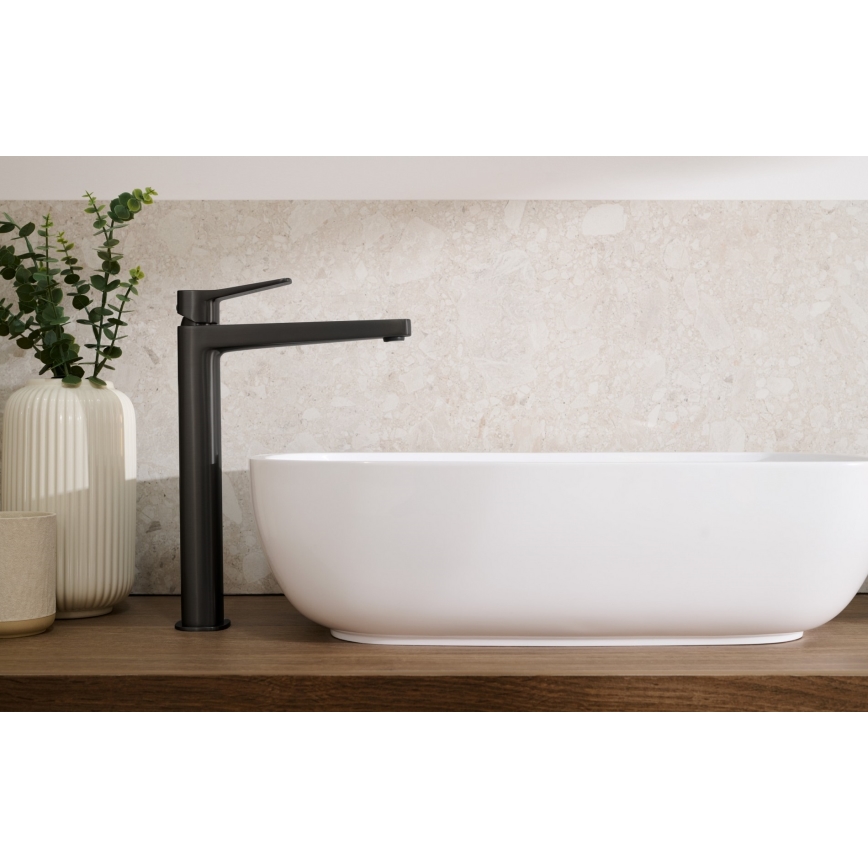 KFA Armatura 4522-815-81 - Håndvaskarmatur + bundventil MALAGA 15,9 cm sort