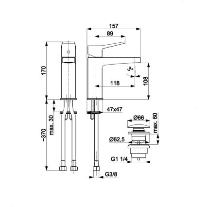 KFA Armatura 4522-825-81 - Blandingsbatteri til håndvask + bundventil MALAGA 17 cm sort
