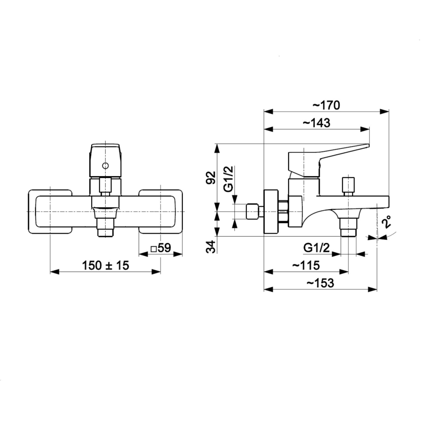 KFA Armatura 4524-010-81 - Badekarbatteri MALAGA sort