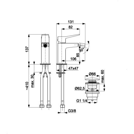KFA Armatura 4527-015-44 - Bidetarmatur + bundventil MALAGA hvid