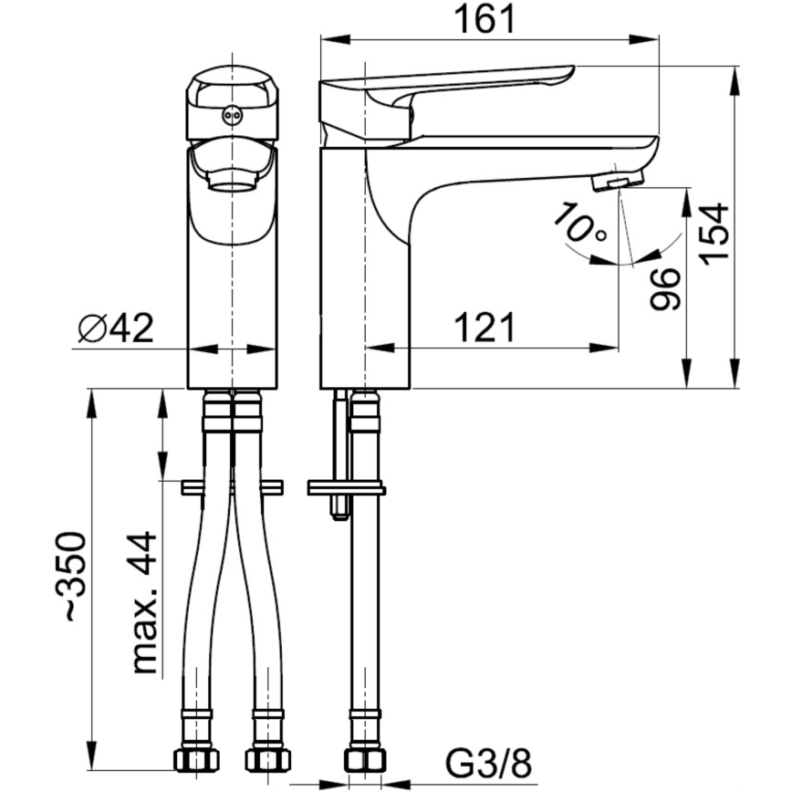 KFA Armatura 5022-815-00 - Hane + afløb m. overløb TANZANIT 15,4 cm skinnende krom