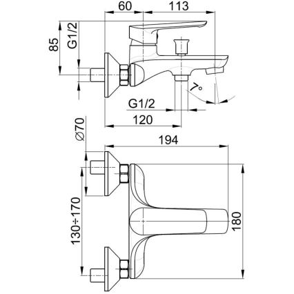 KFA Armatura 5024-010-00 - Hane til badekar TANZANIT skinnende krom