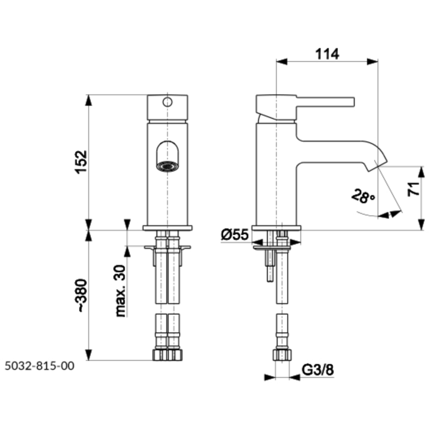 KFA Armatura 5032-815-81 - Hane + afløb m. overløb MOZA 15,2 cm mat sort