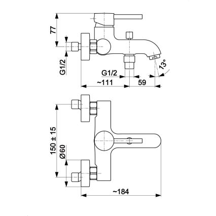 KFA Armatura 5034-010-00 - Hane til badekar MOZA skinnende krom