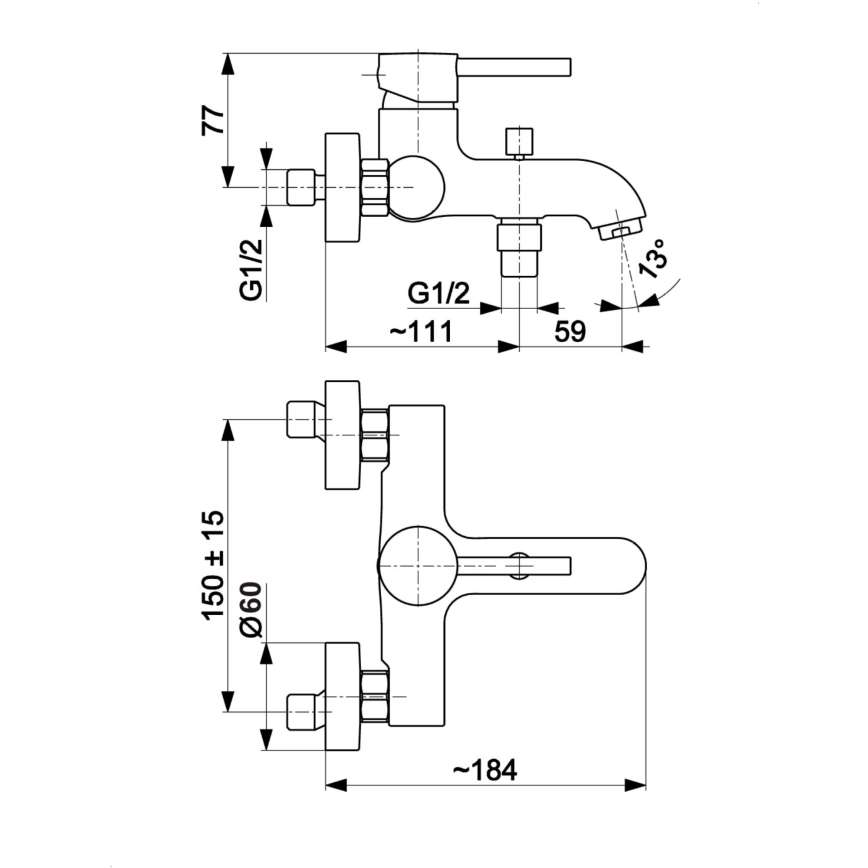 KFA Armatura 5034-010-81 - Hane til badekar MOZA mat sort