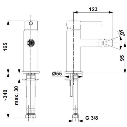 KFA Armatura 5037-015-31 - Bidethane + afløb m. overløb MOZA jord guldfarvet