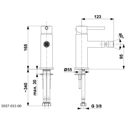 KFA Armatura 5037-015-81 - Bidethane + afløb m. overløb MOZA mat sort