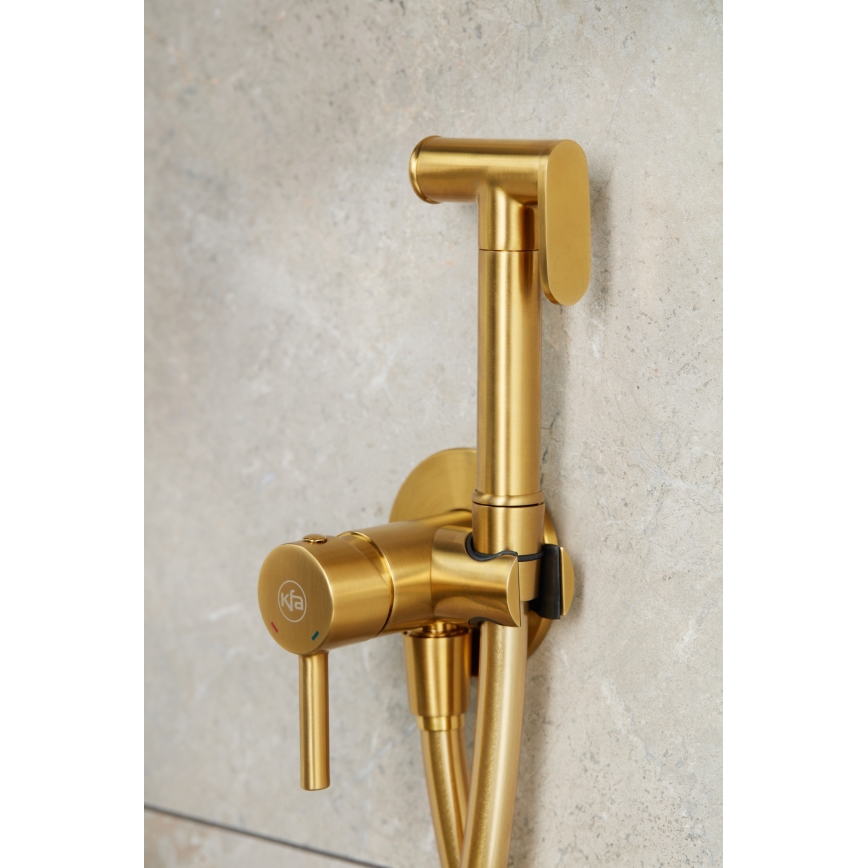 KFA Armatura 5039-512-31 - Bidethane med bruser til skjult installation MOZA jord guldfarvet