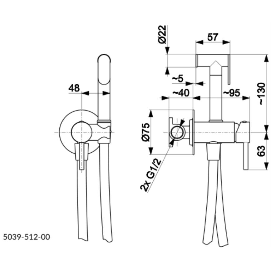 KFA Armatura 5039-512-81 - Bidethane med bruser til skjult installation MOZA mat sort