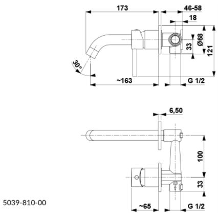 KFA Armatura 5039-810-81 - Håndvaskarmatur til skjult installation MOZA mat sort