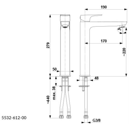 KFA Armatura 5532-612-00 - Hane MOKAIT 27,9 cm skinnende krom