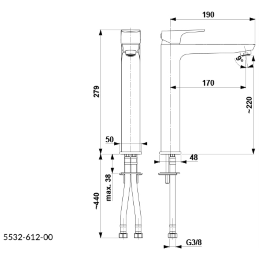 KFA Armatura 5532-612-00 - Hane MOKAIT 27,9 cm skinnende krom