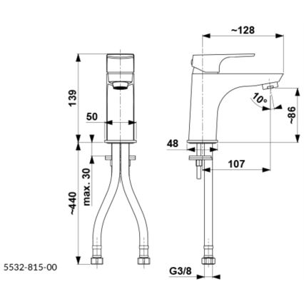 KFA Armatura 5532-815-81 - Hane + afløb m. overløb MOKAIT 13,9 cm messing/mat sort