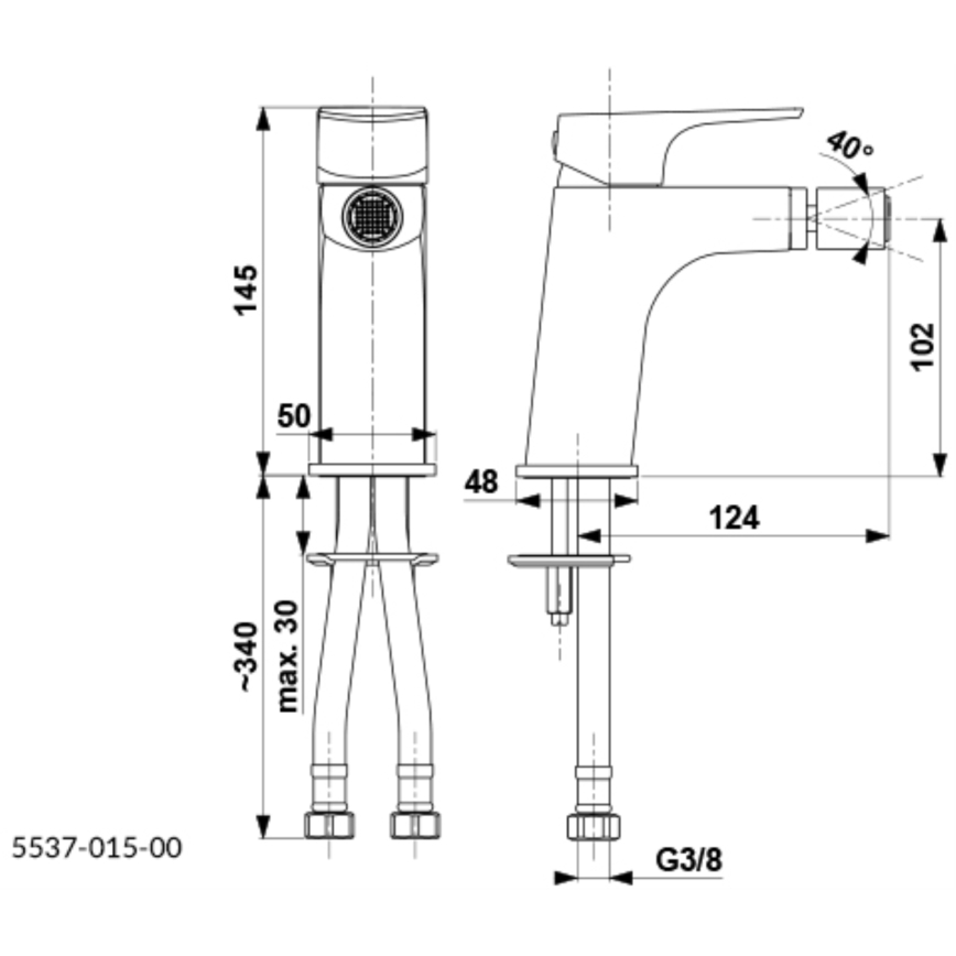 KFA Armatura 5537-015-00 - Bidethane + afløb m. overløb MOKAIT skinnende krom