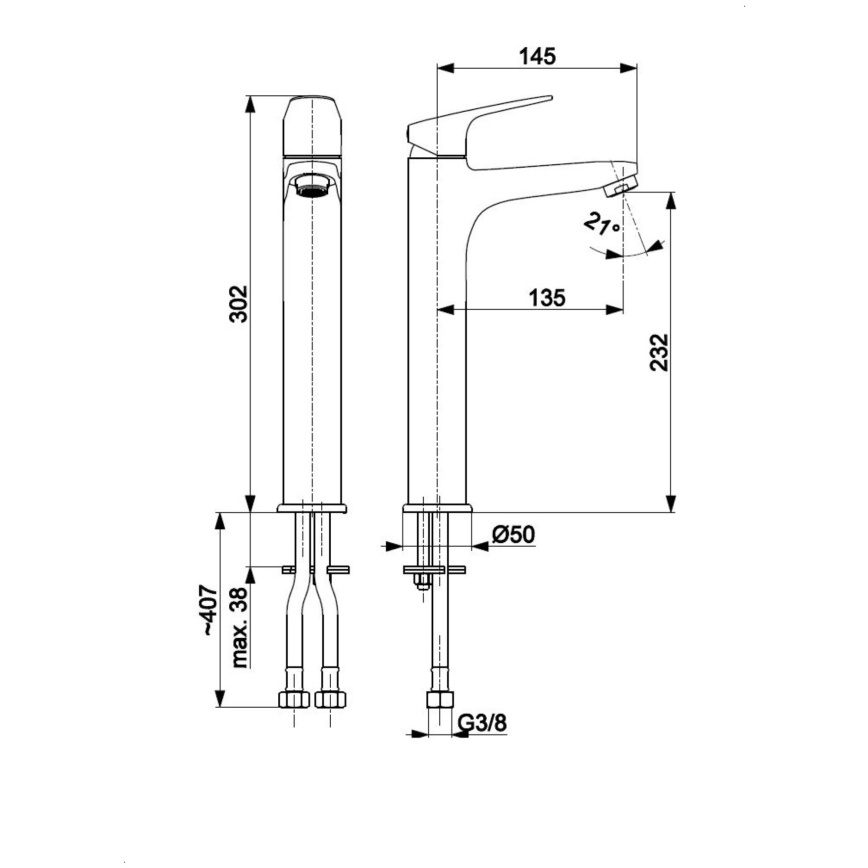 KFA Armatura 5552-712-81 - Hane + afløb m. overløb OTAVA 30,2 cm mat sort