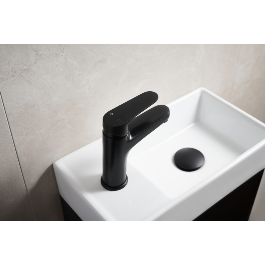 KFA Armatura 5552-815-81 - Hane + afløb m. overløb OTAVA 15 cm mat sort