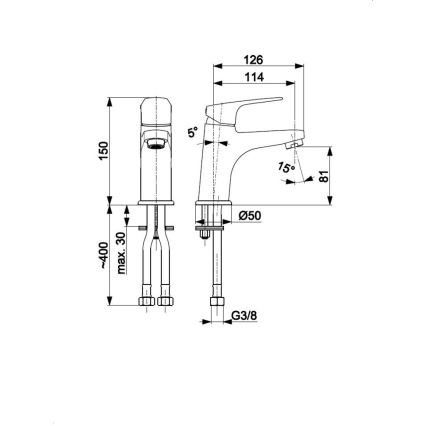 KFA Armatura 5552-815-81 - Hane + afløb m. overløb OTAVA 15 cm mat sort