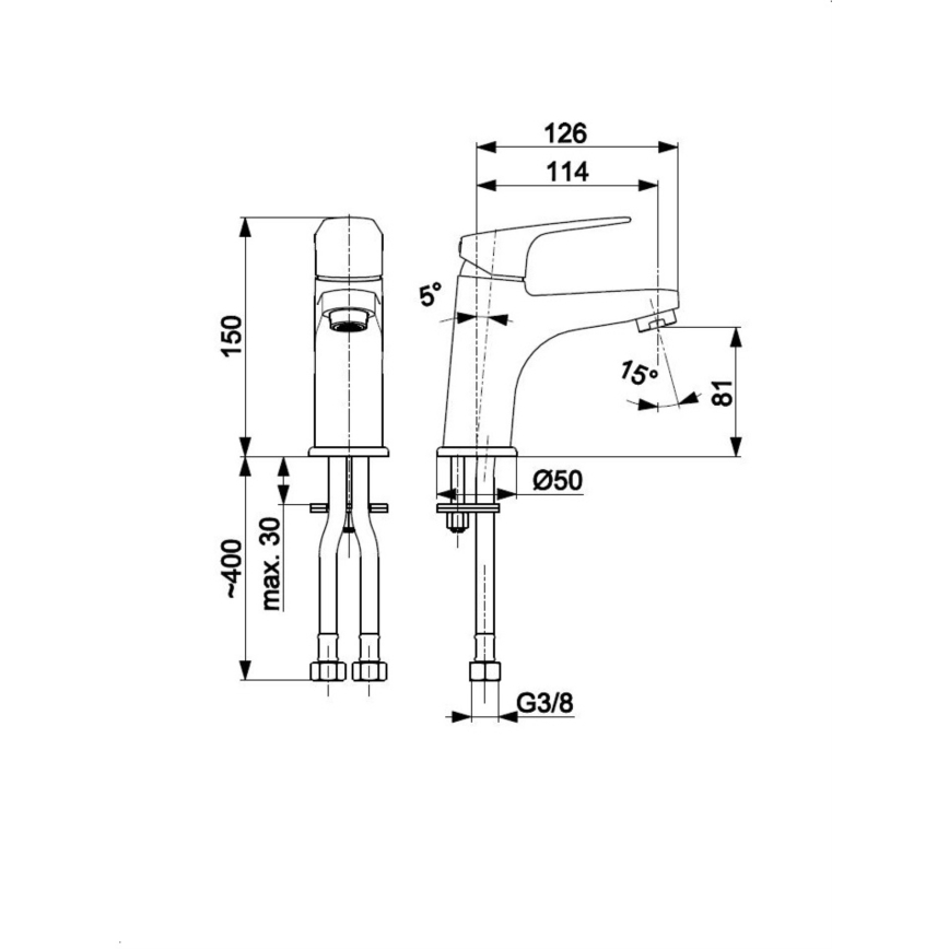 KFA Armatura 5552-815-81 - Hane + afløb m. overløb OTAVA 15 cm mat sort