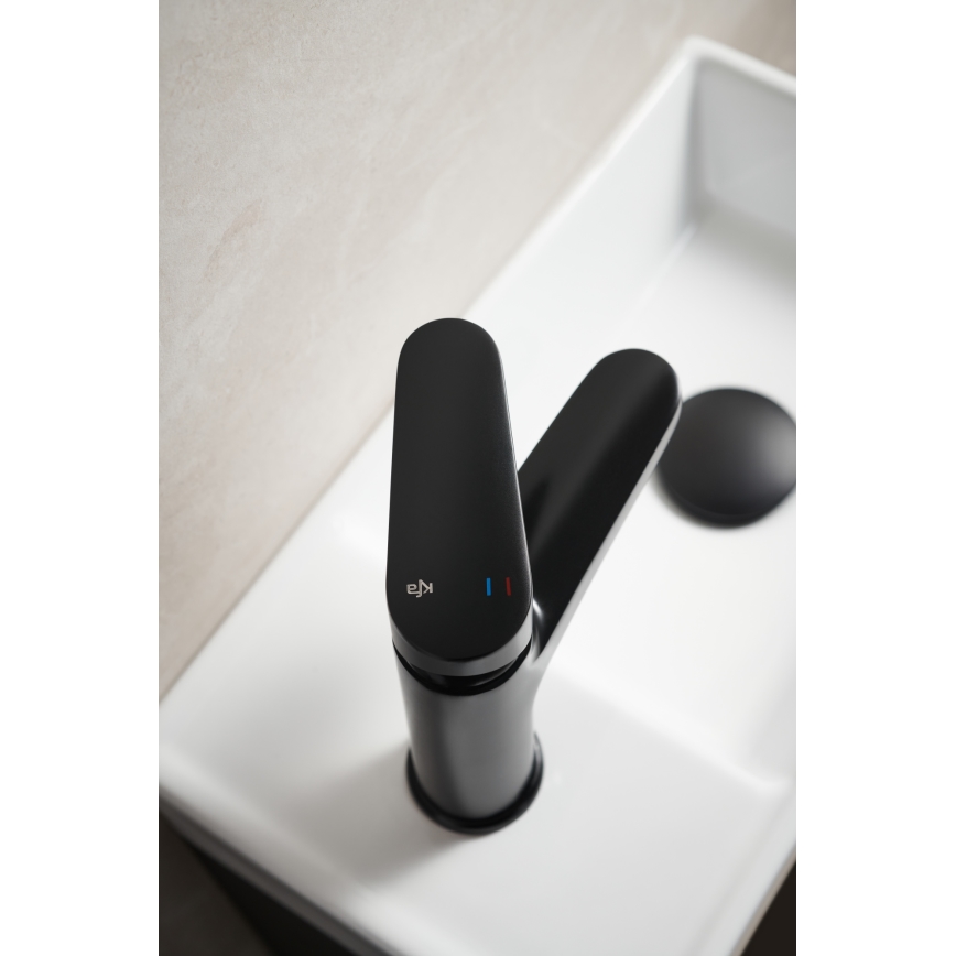 KFA Armatura 5552-815-81 - Håndvaskarmatur med overløb OTAVA 15 cm mat sort