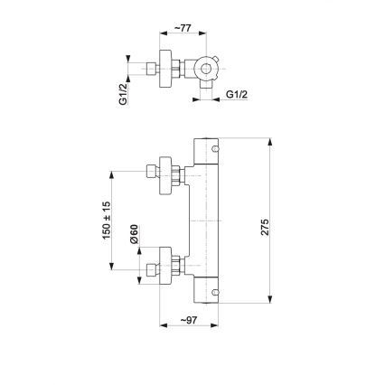 KFA Armatura 5736-010-00 - Termostathane til bruser MOZA skinnende krom
