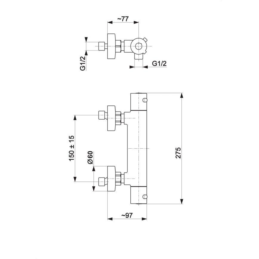 KFA Armatura 5736-010-00 - Termostathane til bruser MOZA skinnende krom