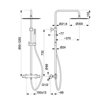 KFA Armatura 5736-920-00 - Brusesæt m. termostathane MOZA skinnende krom