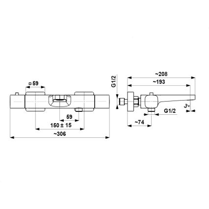 KFA Armatura 5754-010-81 - MALAGA termostatisk badekarbatteri, sort