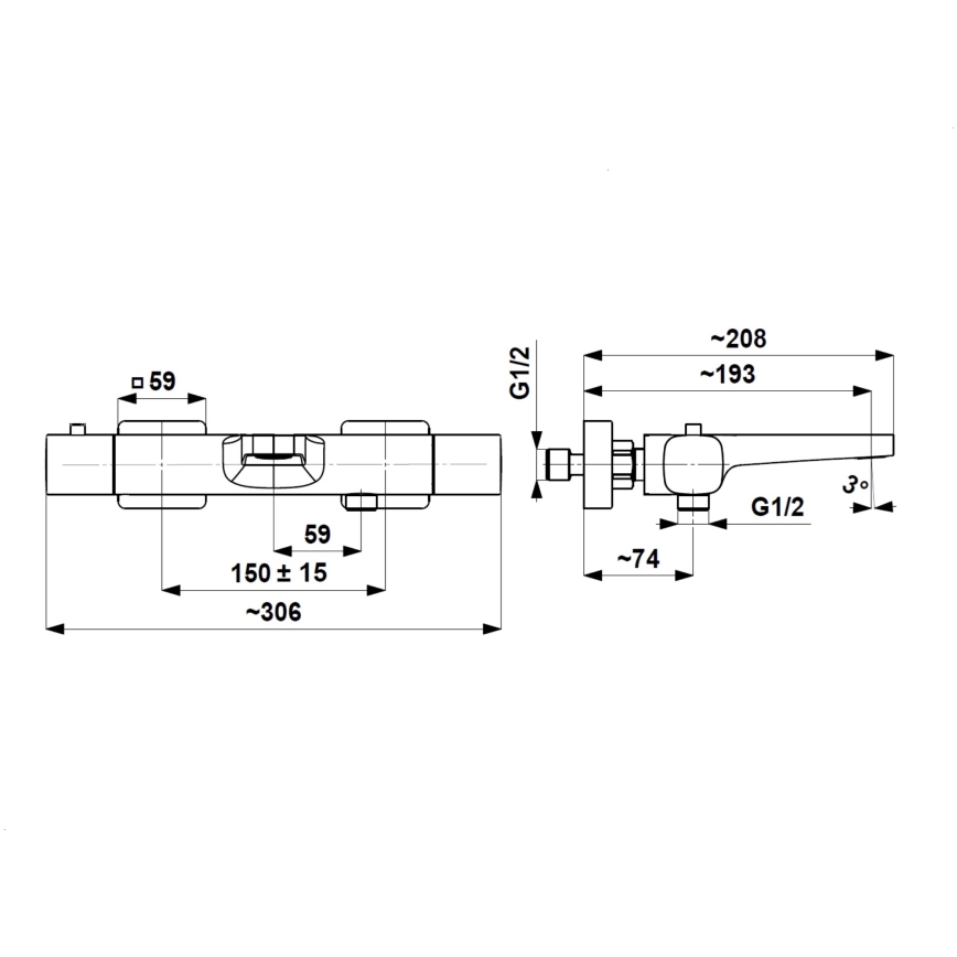 KFA Armatura 5754-010-81 - MALAGA termostatisk badekarbatteri, sort