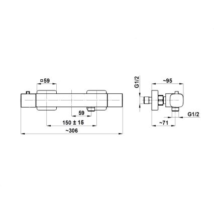 KFA Armatura 5756-010-81 - Termostatisk brusearmatur MALAGA sort
