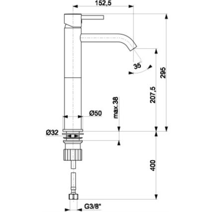 KFA Armatura 5822-612-81 - Hane NEDA 29,5 cm messing/mat sort