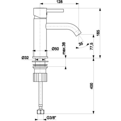 KFA Armatura 5822-815-81 - Hane + afløb NEDA 16,5 cm messing/mat sort