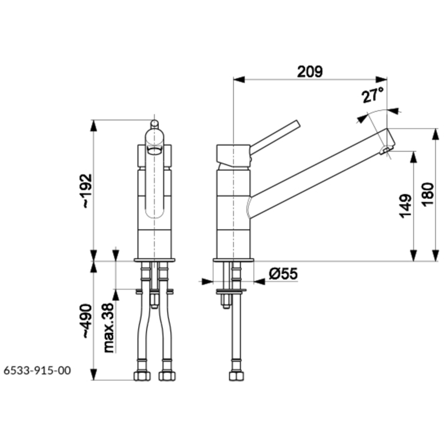 KFA Armatura 6533-915-00 - Hane ANDRA skinnende krom