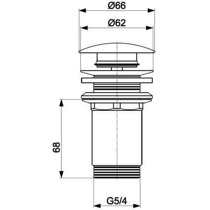 KFA Armatura 660-253-00 - Vaskafløb uden overløb CLICK-CLACK diameter 6,6 cm skinnende krom
