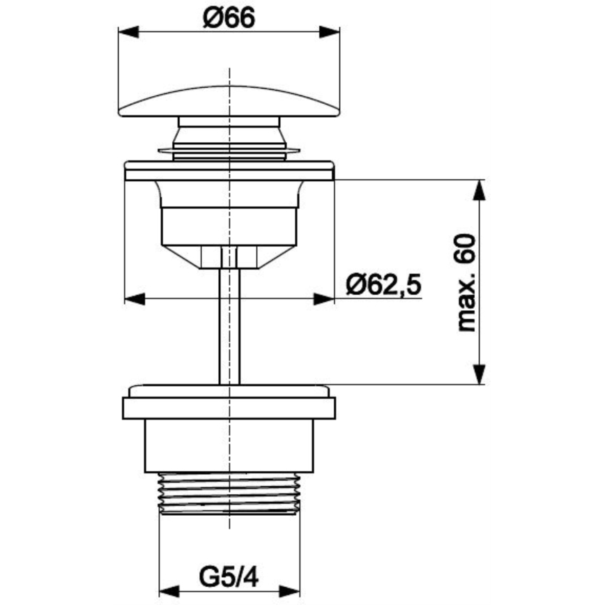 KFA Armatura 660-310-81 - Afløb til håndvask CLICK-CLACK diameter 6,6 cm messing/mat sort