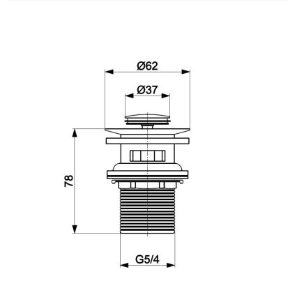 KFA Armatura 660-354-81 - Håndvask afløb m. overløb CLICK-CLACK diameter 6,2 cm messing/mat sort