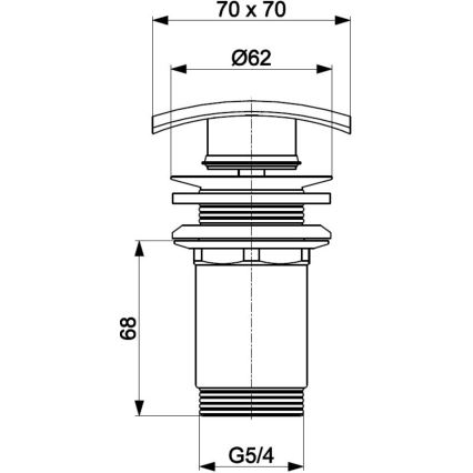 KFA Armatura 660-453-00 - Vaskafløb uden overløb CLICK-CLACK 7x7 cm skinnende krom