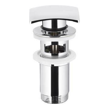 KFA Armatura 660-454-00 - Håndvask afløb m. overløb CLICK-CLACK 7x7 cm skinnende krom