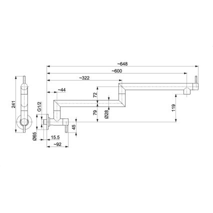 KFA Armatura 6623-030-81 - Køkkenarmatur med svingarm DUERO POT FILLER i rustfrit stål/mat sort