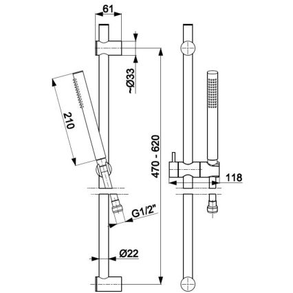 KFA Armatura 841-363-00 - Brusesæt MOZA rustfri