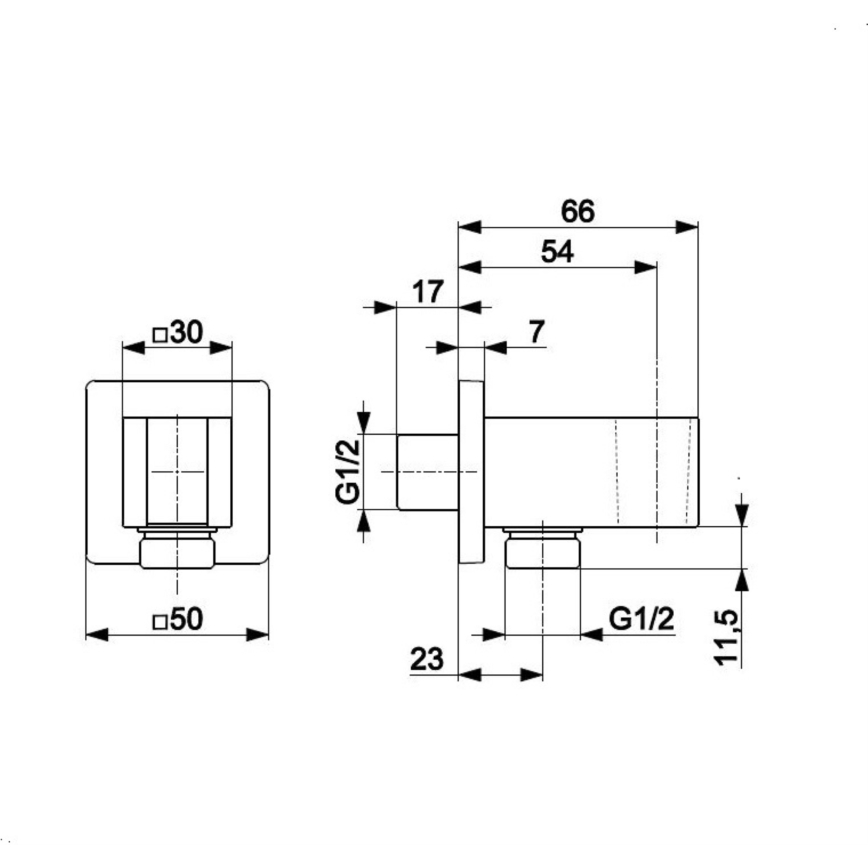 KFA Armatura 845-051-00 - Vinklet bruseholder m. outlet LOGON skinnende krom