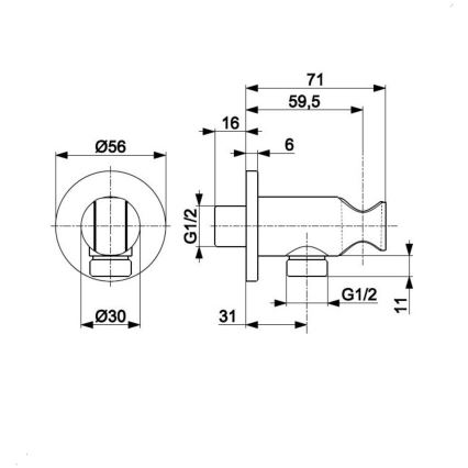 KFA Armatura 845-053-00 - Rund bruseholer med outlet MOZA/HALIT skinnende krom