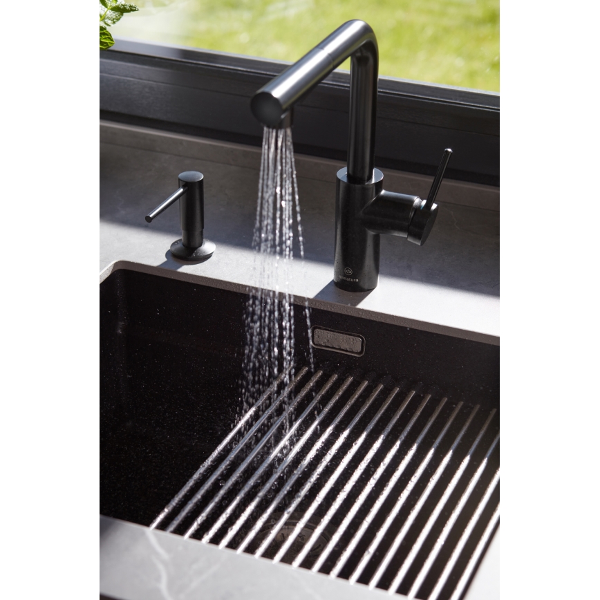 KFA Armatura 990-100-81 - Indbygget sæbedispenser DUERO rustfri/mat sort