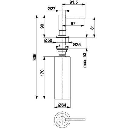 KFA Armatura 990-100-81 - Indbygget sæbedispenser DUERO rustfri/mat sort
