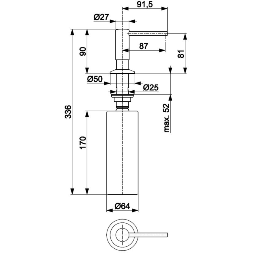 KFA Armatura 990-100-81 - Indbygget sæbedispenser DUERO rustfri/mat sort