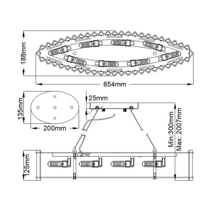 Kichler - LED pendel til badeværelse CRYSTAL SKYE 8xG9/3W/230V IP44