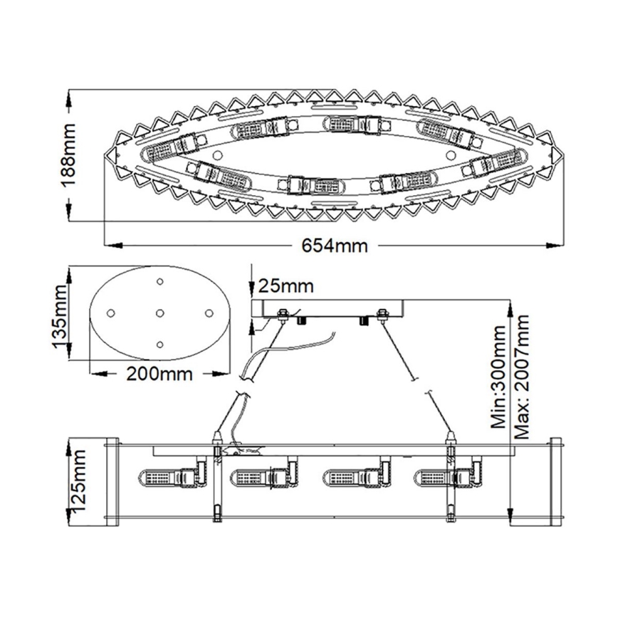 Kichler - LED pendel til badeværelse CRYSTAL SKYE 8xG9/3W/230V IP44