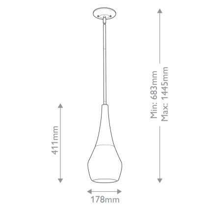 Kichler - Pendellampe DEELA 1xE27/60W/230V diameter 17,8 cm messing