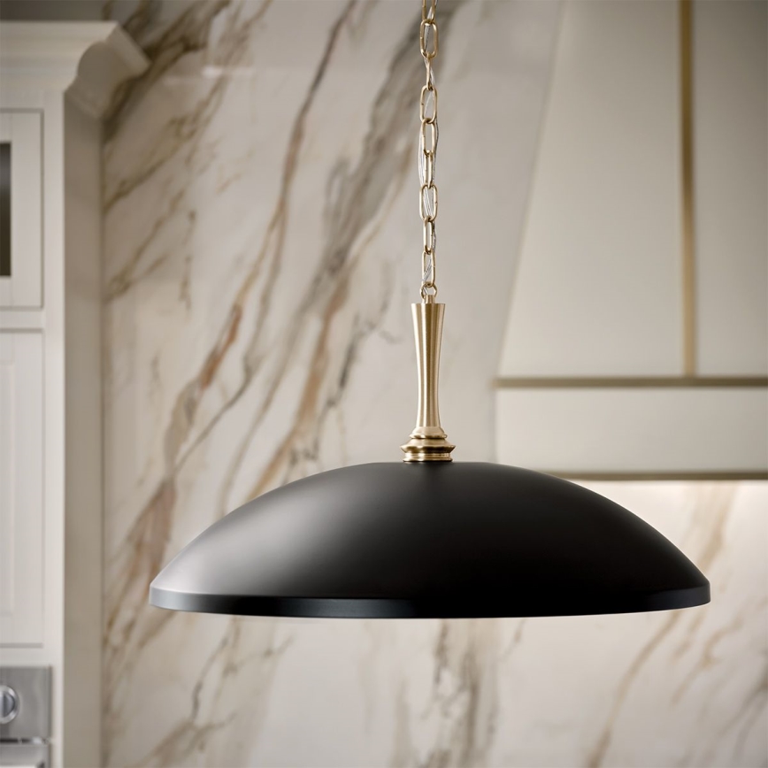 Kichler - Pendel med kædeophæng DELAROSA 1xE27/60W/230V sort/messing