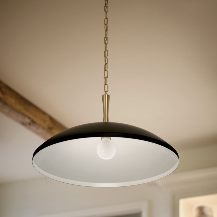 Kichler - Pendel med kædeophæng DELAROSA 1xE27/60W/230V sort/messing